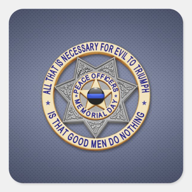 Thin Blue Line Square Sticker (Front)