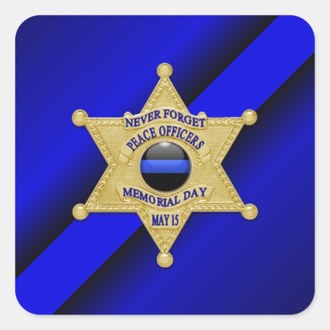 Thin Blue Line Square Sticker (Front)