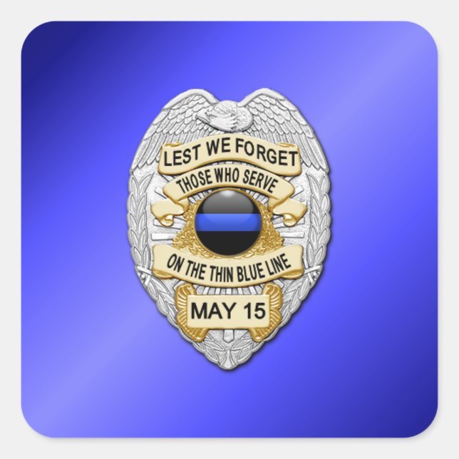Thin Blue Line Square Sticker (Front)