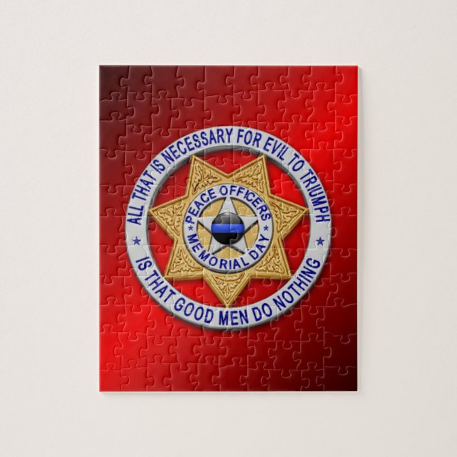 Thin Blue Line Star Badge Jigsaw Puzzle (Vertical)
