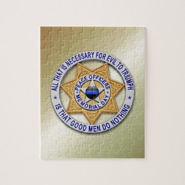 Thin Blue Line Star Badge Jigsaw Puzzle (Vertical)
