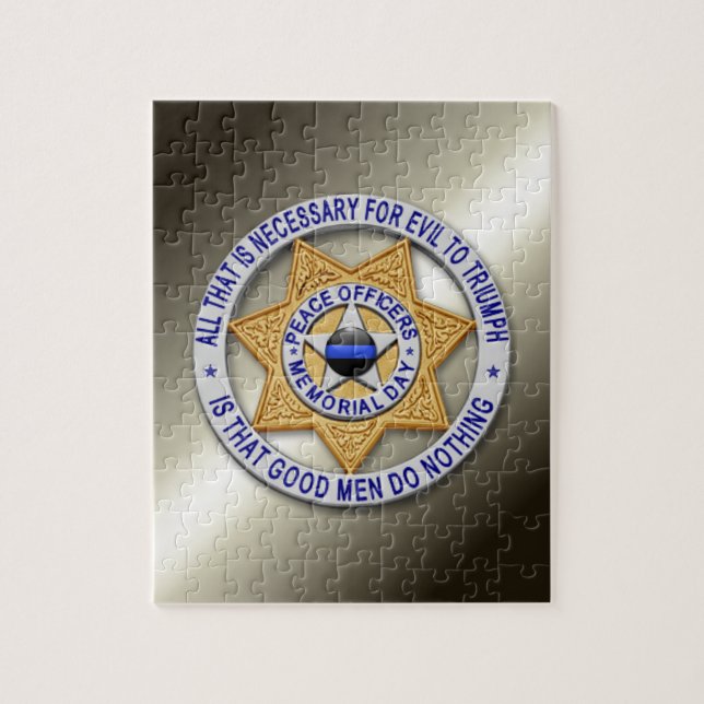 Thin Blue Line Star Badge Jigsaw Puzzle (Vertical)