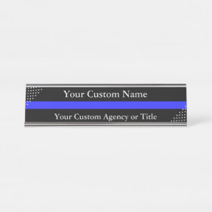 Thin Blue Line Stars Desk Name Plate
