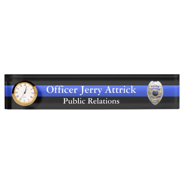 Thin Blue Line - Super Hi Res Police Officer Badge Nameplate (Front)