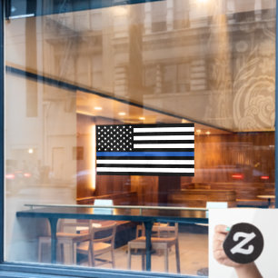 Thin Blue Line Tattered Distressed Flag Window Cli