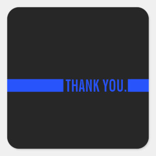 Thin Blue Line   Thank You Custom Text Square Sticker