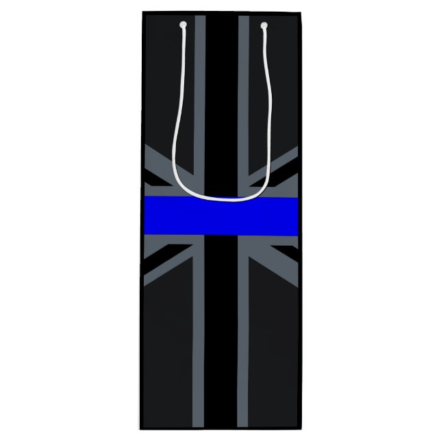 Thin Blue Line Union Jack Decor Wine Gift Bag (Front)