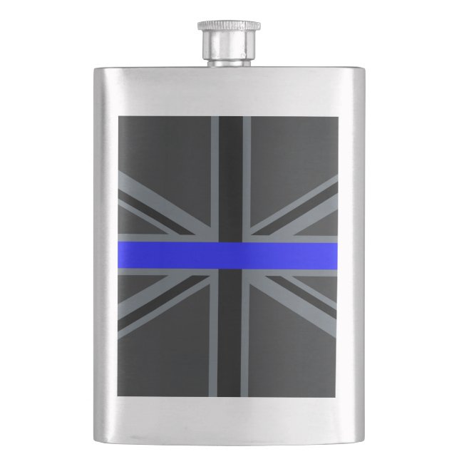 Thin Blue Line Union Jack Design Hip Flask (Front)