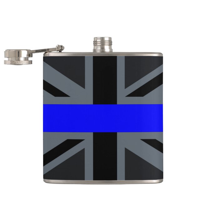 Thin Blue Line Union Jack Design Hip Flask (Opened)