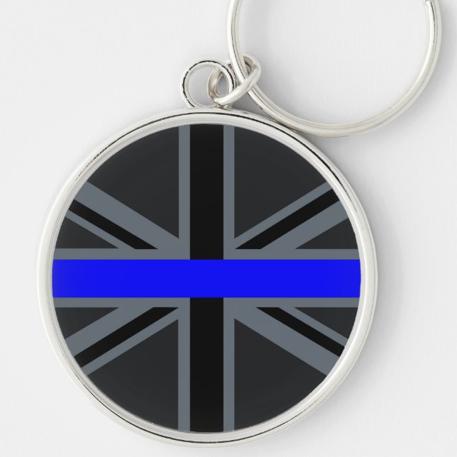 Thin Blue Line Union Jack Design Key Ring (Front)