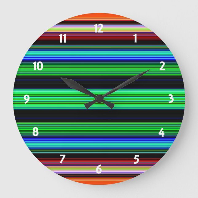 Thin Colorful Stripes - 1 Large Clock (Front)