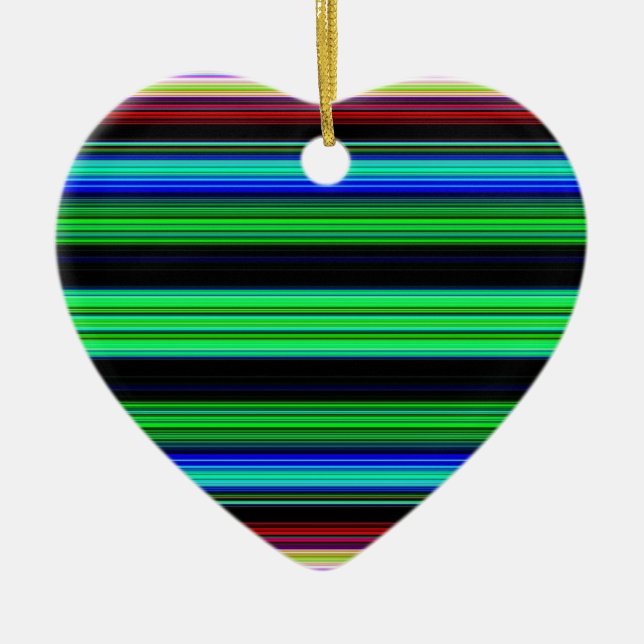 Thin Colourful Stripes - 1 Ceramic Tree Decoration (Front)