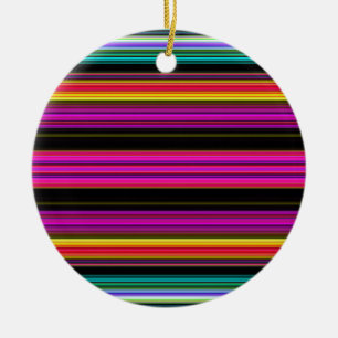 Thin Colourful Stripes - 2 Ceramic Tree Decoration