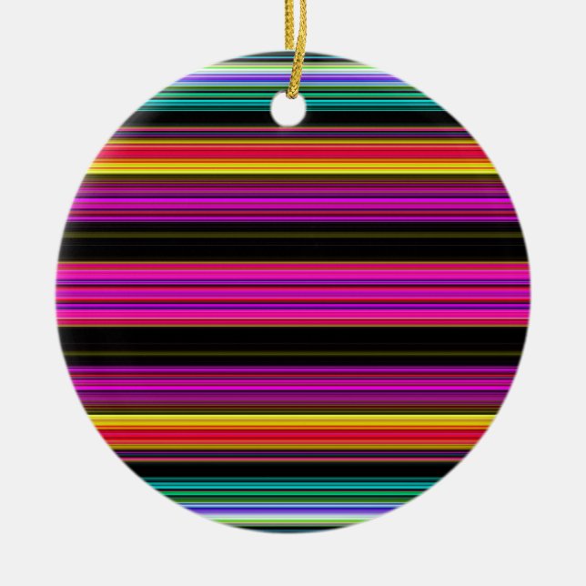 Thin Colourful Stripes - 2 Ceramic Tree Decoration (Front)
