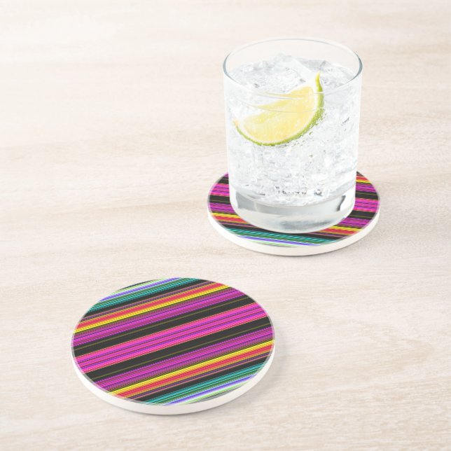 Thin Colourful Stripes - 2 Coaster (Side)