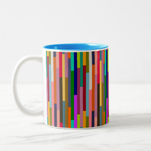 Thin Colourful Stripes Two-Tone Coffee Mug