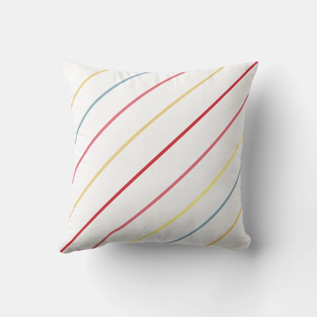 Thin Diagonal Multicolored Stripes Cushion (Back)