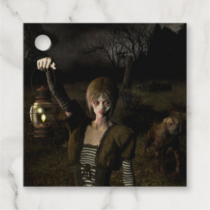 Thin female carrying lamp favour tags
