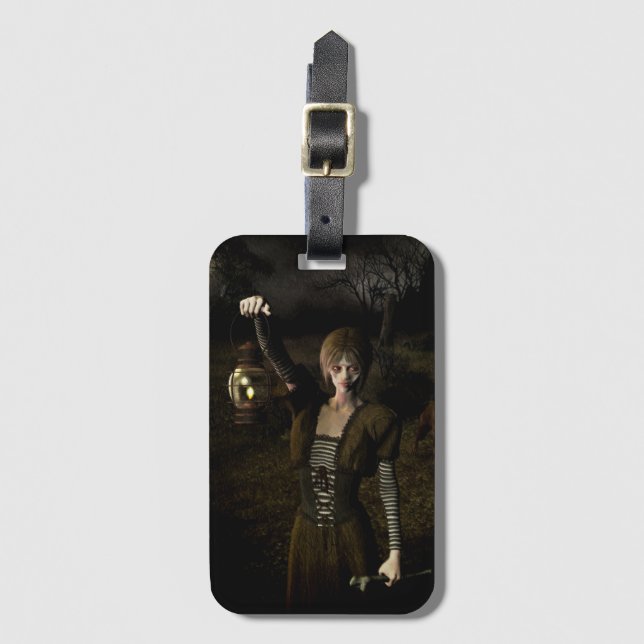 Thin female carrying lamp luggage tag (Front Vertical)