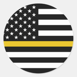 Thin Gold Line American Flag Classic Round Sticker