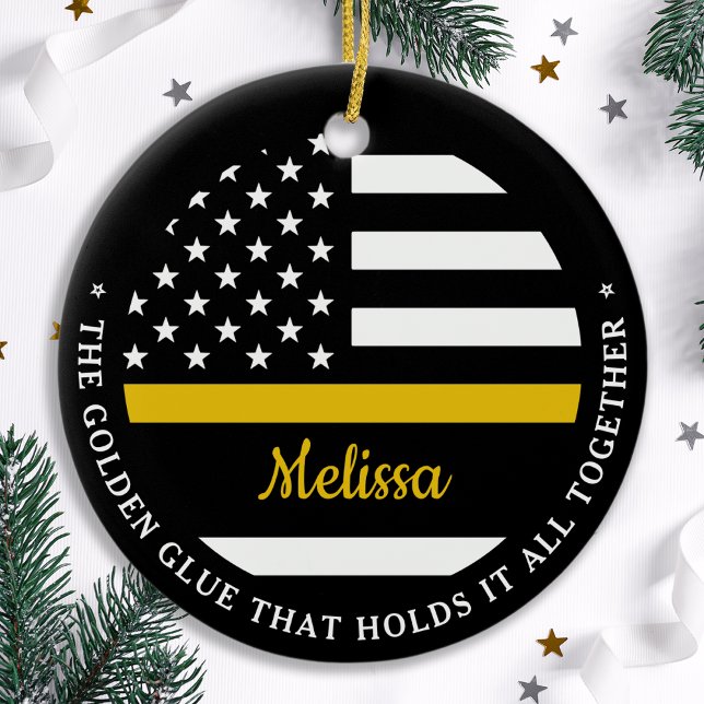 Thin Gold Line Custom Golden Glue 911 Dispatcher  Ceramic Tree Decoration (Creator Uploaded)