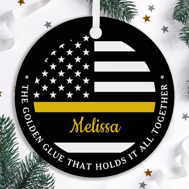 Thin Gold Line Custom Golden Glue 911 Dispatcher  Metal Tree Decoration (Creator Uploaded)