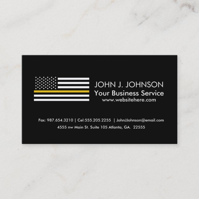 Thin Gold Line Dispatcher American Flag Business Card (Front)