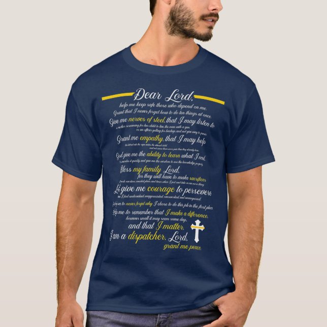 Thin Gold Line Dispatchers Prayer Dispatcher T-Shirt (Front)