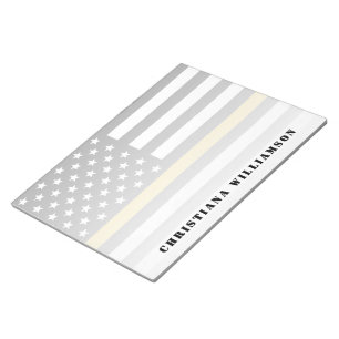 Thin Gold Line Flag 911 Dispatcher Appreciation Notepad