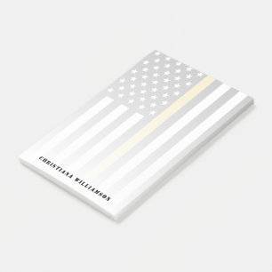 Thin Gold Line Flag 911 Dispatcher Appreciation Post-it Notes