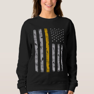 Thin gold line flag 911 dispatcher distressed sweatshirt