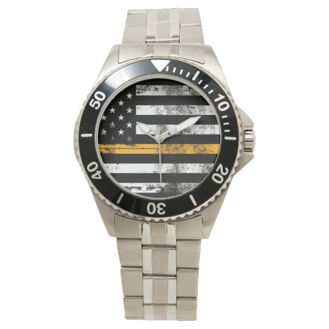 Thin Gold Line Flag Dispatch Men's Watch (Front)