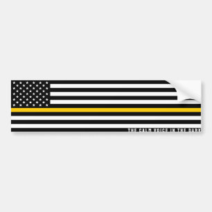Thin Gold Line Flag - (United States) Bumper Sticker