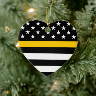 Thin Gold Line Flag (United States) Ceramic Tree Decoration