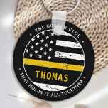 Thin Gold Line Personalised 911 Dispatcher Key Ring<br><div class="desc">The Golden Glue That Holds It All Together. Personalised Thin Gold Line Keychain for 911 dispatchers and police dispatchers. Personalise this dispatcher keychain with name. This personalised dispatcher gift is perfect for police dispatcher appreciation, 911 dispatcher thank you gifts, and dispatcher retirement gifts or party favours. Order these dispatchers gifts...</div>