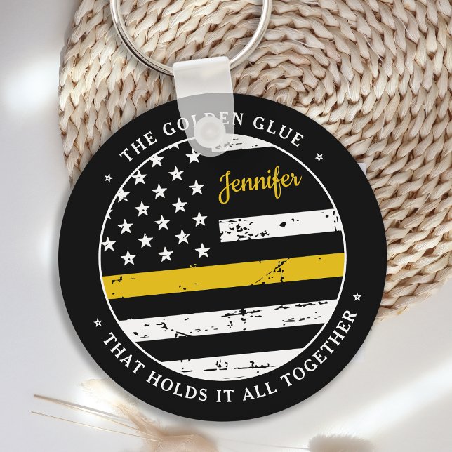 Thin Gold Line Personalised Dispatcher Keychain (Creator Uploaded)