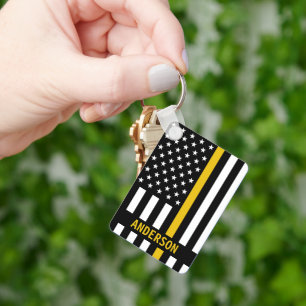 Thin Gold Line Personalised Name 911 Dispatcher Ke Key Ring