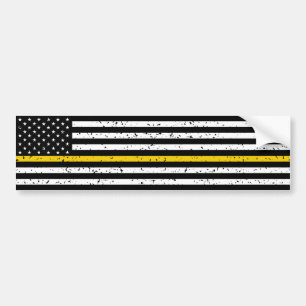 Thin Gold Line Vintage Flag Dispatcher  Bumper Sticker