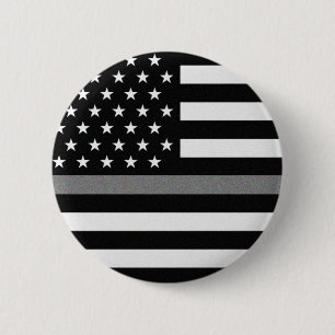Thin Gray Line Flag 6 Cm Round Badge