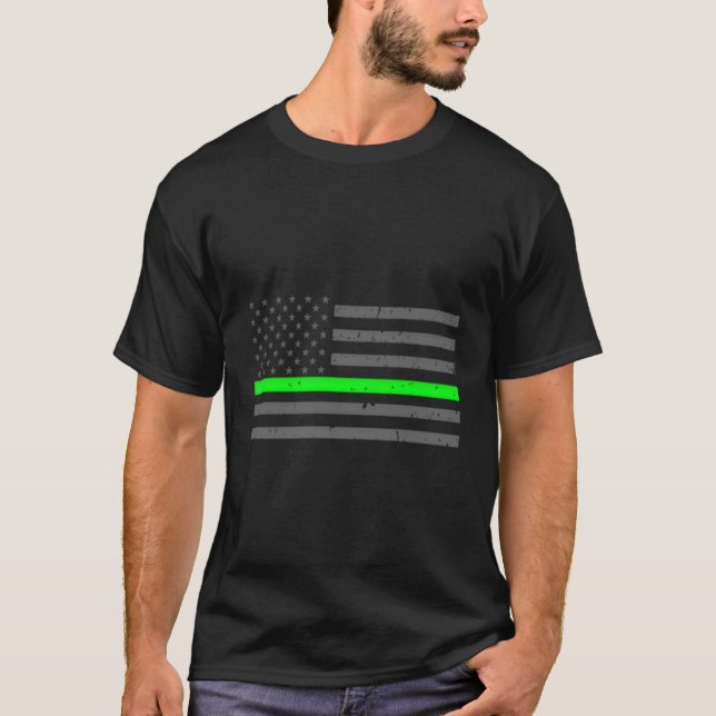 Thin Green Line American Flag Support T-Shirt (Front)