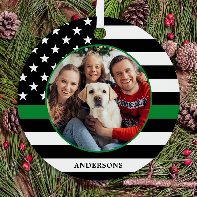 Thin Green Line Custom Photo Military Christmas Metal Tree Decoration (Creator Uploaded)