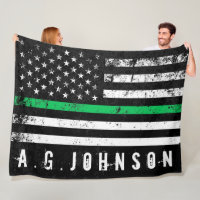 Thin Green Line Distressed American Flag Full