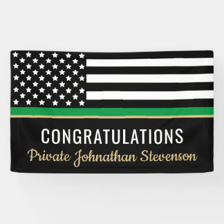 Thin Green Line Flag Army Military Graduation Banner