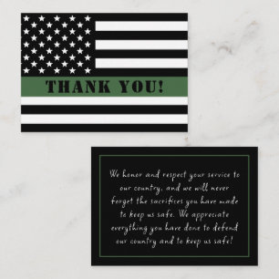 Thin Green Line Flag Military Appreciation Card