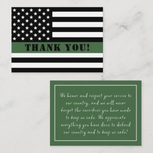 Thin Green Line Flag Military Appreciation Card