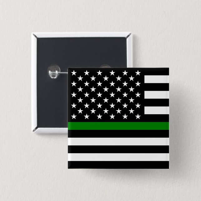 Thin Green Line Flag: Patriotic Military Veterans 15 Cm Square Badge (Front & Back)