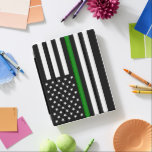 Thin Green Line Flag: Patriotic Military Veterans iPad Cover<br><div class="desc">The Thin Green Line flag is a symbol of support for the United States military. The thin green line represents the men and women who serve in the armed forces, protecting the nation and its citizens. The flag is often displayed alongside the American flag as a way to show appreciation...</div>
