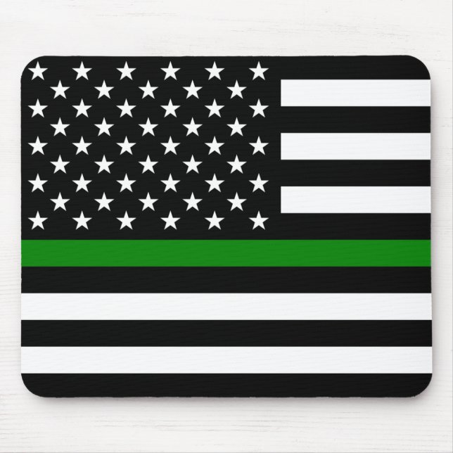 Thin Green Line Flag: Patriotic Military Veterans Mouse Pad (Front)