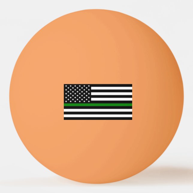 Thin Green Line Flag: Patriotic Military Veterans Ping Pong Ball (Front)