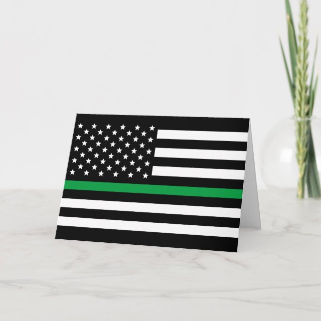Thin Green line Military American Flag Card (Front)